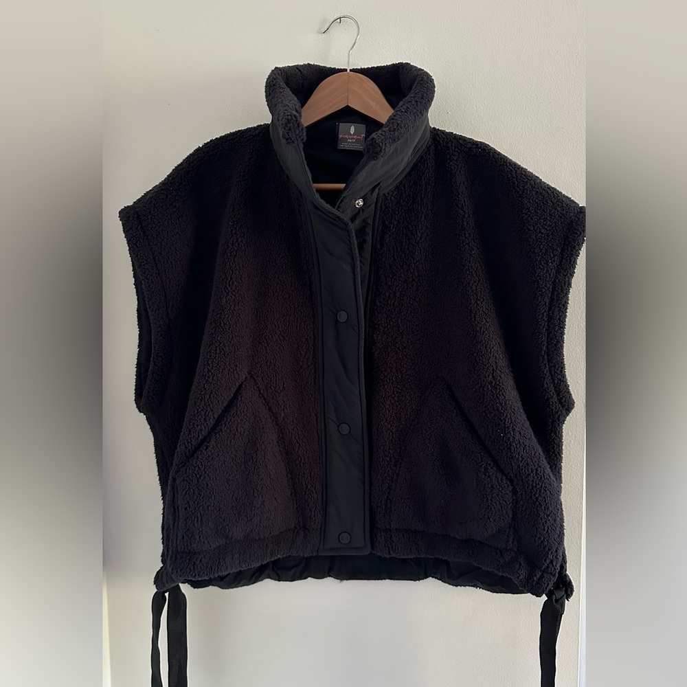 Free People Black Fleece Vest